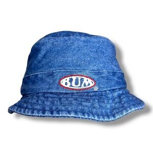 Vintage 90s BUM Equipment Blue Denim Bucket Hat Embroidered Women Men Unisex